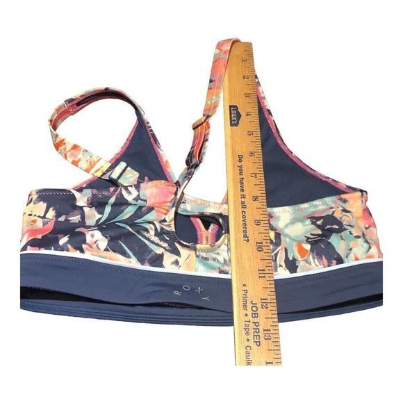 ROXY Fitness Sports Bra Bikini Top Floral Navy Size S 2579 - Picture 8 of 11